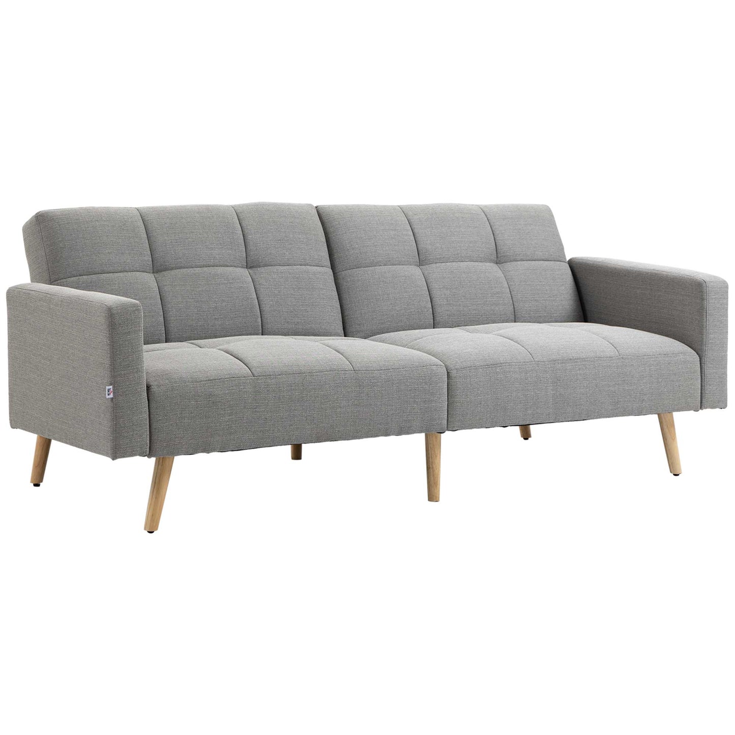 Grey Double Sofa Bed Breathable Linen and adjustable backrest | 205x95x80 cm - Borgè