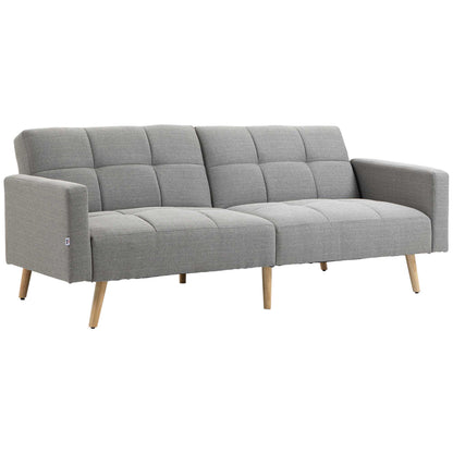 Grey Double Sofa Bed Breathable Linen and adjustable backrest | 205x95x80 cm - Borgè