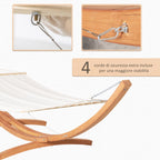 Hammock with Wooden and Cotton Stand, Garden Hammock for Other Outdoor Spaces, 392x120x102cm, White - Borge' Group Limited