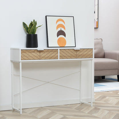 ALEA | Modern Console Table for Entrance and Living Room with 2 Metal Drawers 100x30x75cm - White