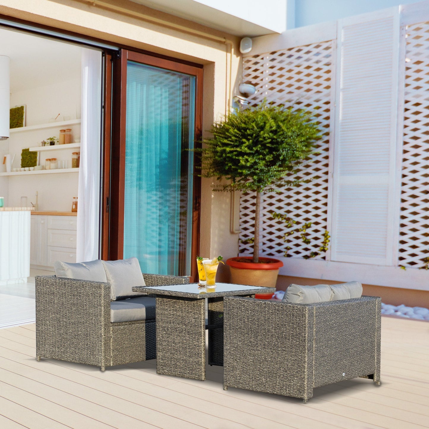 VARNA | 3Pcs Garden Table and Chairs Set - Borgè