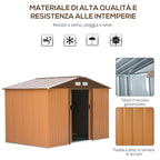 Garden Shed with Base and Double Sliding Doors, Steel Garden Shed, 277x195x192 cm, Yellow - Borge' Group Limited