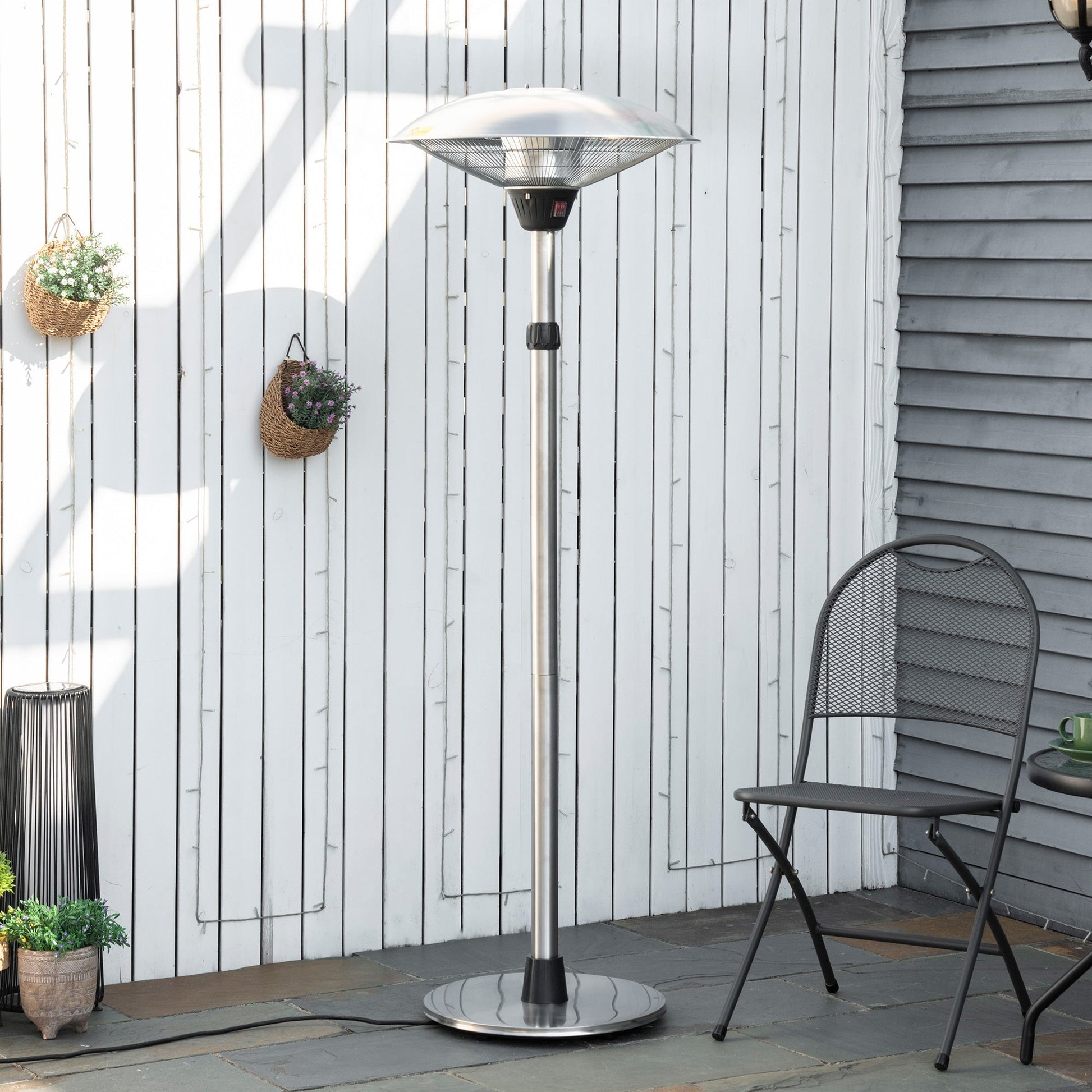 Outsunny outdoor heating mushroom with 3 temperatures and adjustable height in steel and aluminum, silver - Borgè