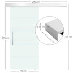 Sliding Glass Sliding Glass with transparent stripes with track, 90x205cm - Borgè
