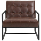 armchair polon style quilted with buttons, modern metal armchair and PU armchair, 75x81x78cm brown - Borgè