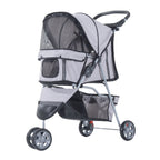 Folding Dog Stroller with Cup Holder and Basket, Steel and Polyester, 75x45x97 cm, Grey - Borge' Group Limited