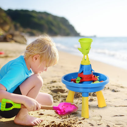 Playset Water and sand table for children with 21 Accessories, Set of beach aquatic table and outdoor table in PP, 46x46x72 cm - Borgè