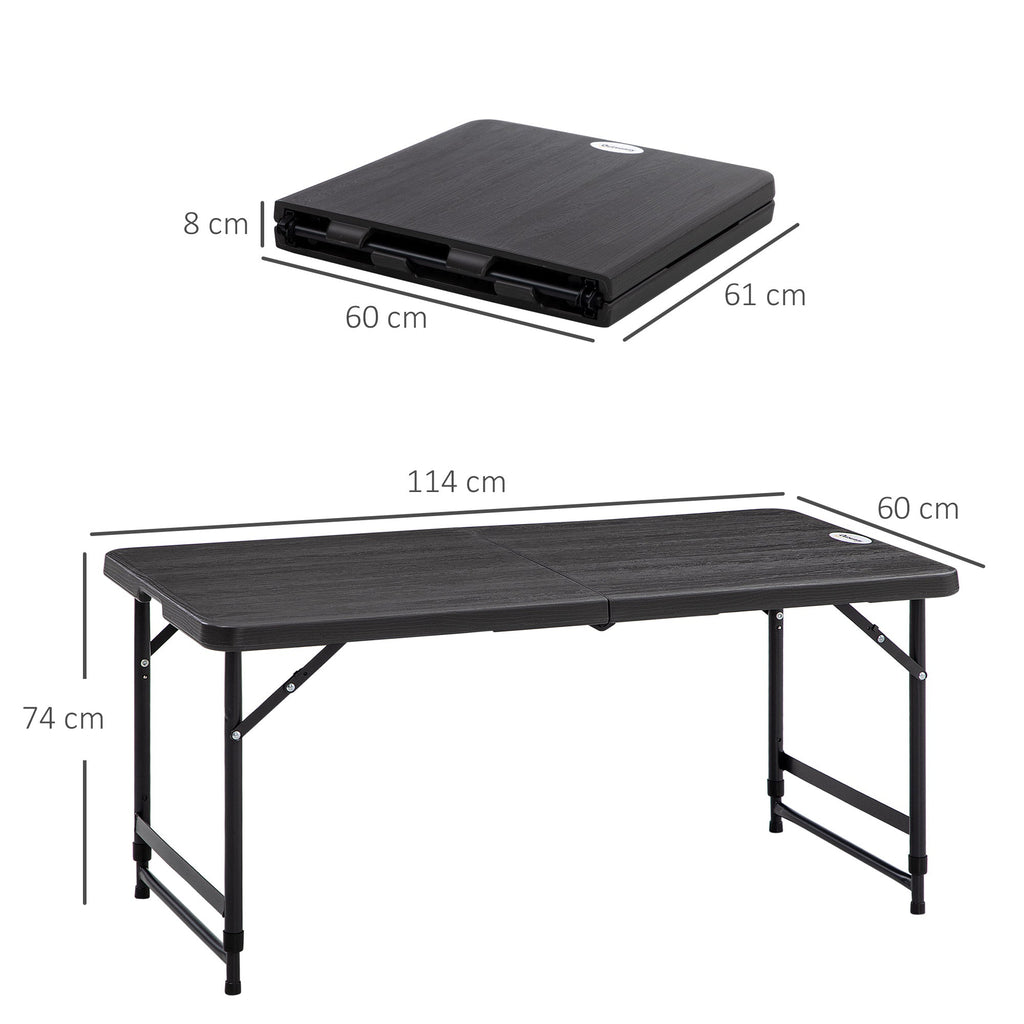 Folding Garden Table for 4 People with Adjustable Height, in Steel and HDPE, 118x60x74 cm - Borge' Group Limited