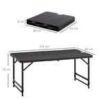 Folding Garden Table for 4 People with Adjustable Height, in Steel and HDPE, 118x60x74 cm - Borge' Group Limited