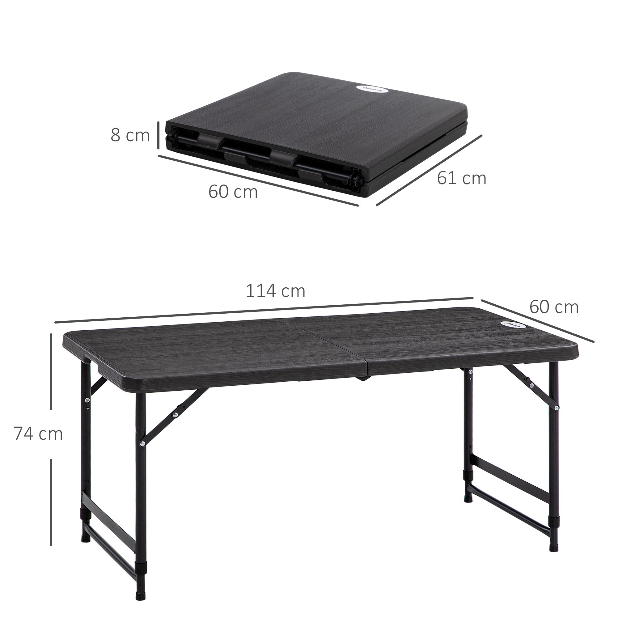 Folding Garden Table for 4 People with Adjustable Height, in Steel and HDPE, 118x60x74 cm - Borge' Group Limited
