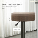 Set 2 swivel bar stools with residential footrests and height, 35x36x64-85cm, brown - Borgè