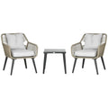 3 Piece Garden Table and Chair Set in PE Rattan and Steel with 2 Modern Chairs and 1 Coffee Table - Borge' Group Limited