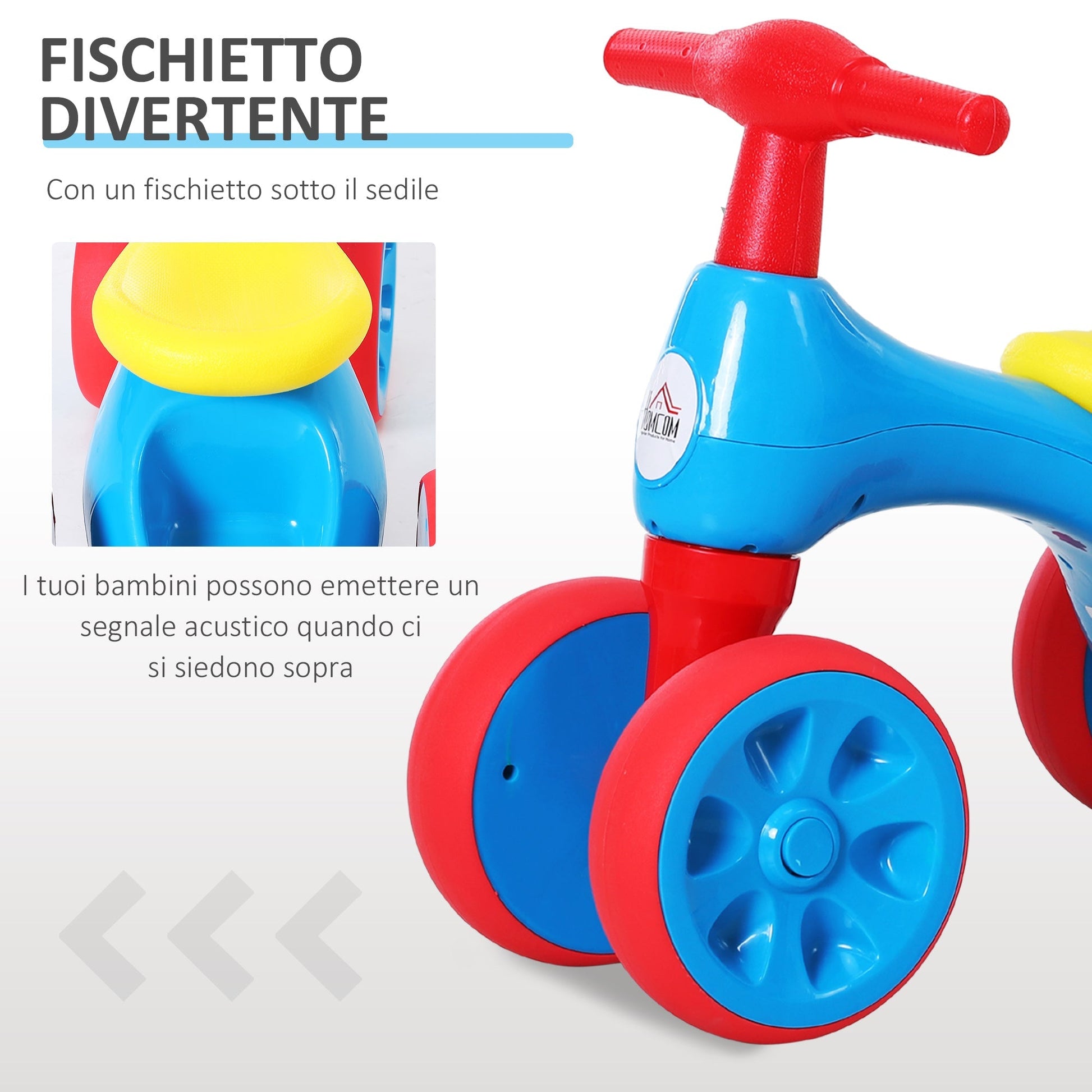 Homcom bicycle without pedals for children from 18 to 36 months red blue yellow - Borgè