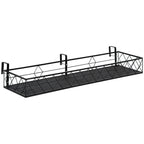 Outdoor Planter Pot Holder with Hooks for Balcony Railing in Metal, 100x31x12cm, Black - Borge' Group Limited