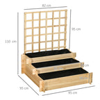 3-Tier Outdoor Planter with Fir Wood and Non-Woven Fabric Trellis, 95x95x110 cm - Borge' Group Limited