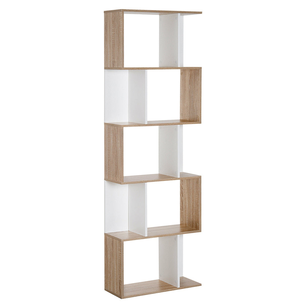 Homdom Modern Wall Library 5 Black Wooden Woodlings, 60x24x184.5cm - Borgè