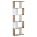 Homdom Modern Wall Library 5 Black Wooden Woodlings, 60x24x184.5cm - Borgè
