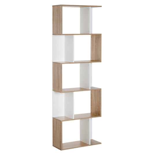 Homdom Modern Wall Library 5 Black Wooden Woodlings, 60x24x184.5cm