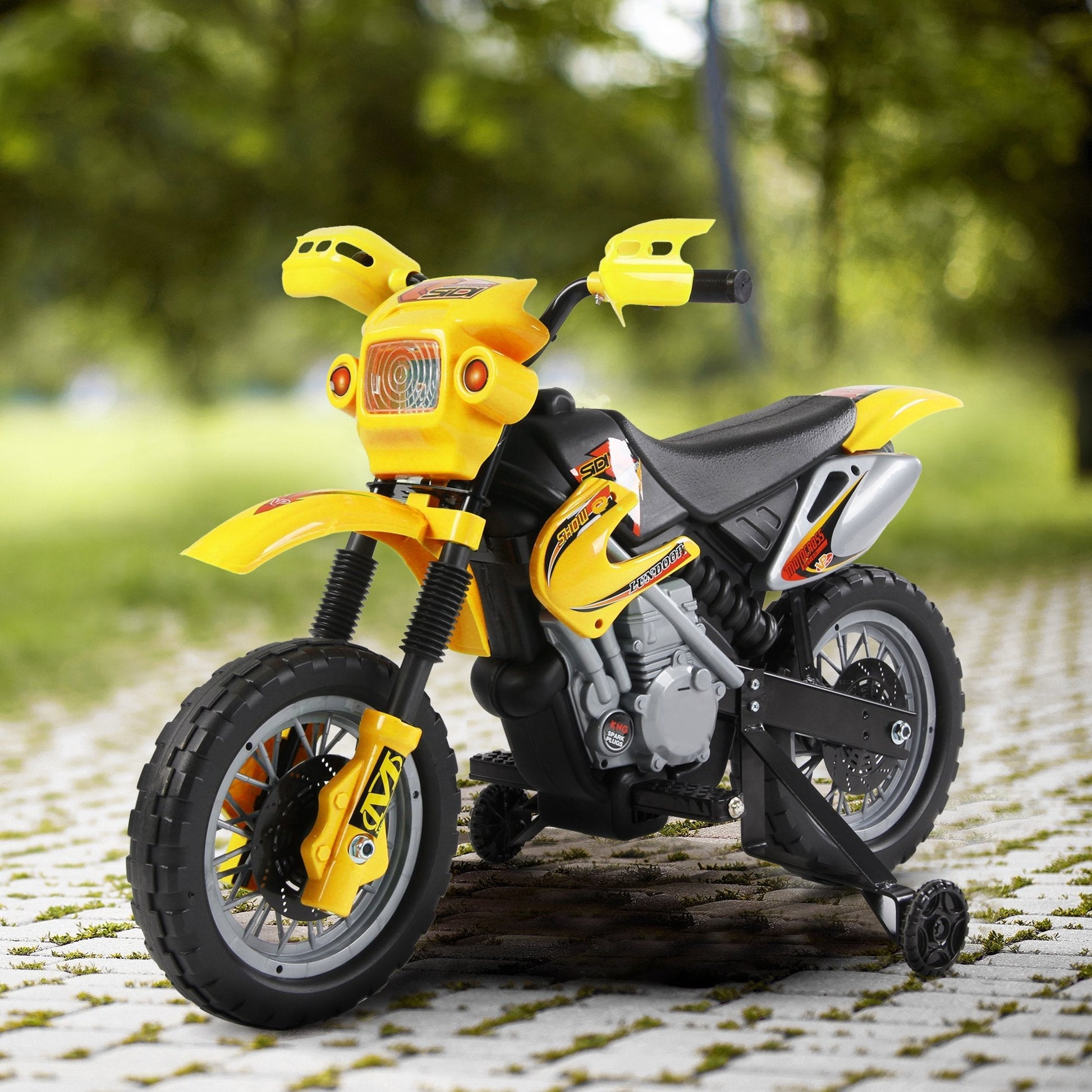 Moto Electric Cross with yellow wheel for children 3 years and more, 6v speed 6v 2.5km/h battery, 102 x 53 x 66cm - Borgè