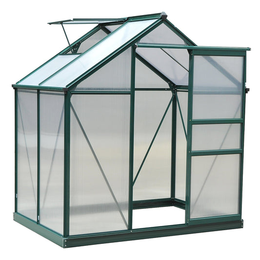Outsunny Anti-UV Polycarbonate Garden Greenhouse with Window and Sliding Door, 190x132x201cm