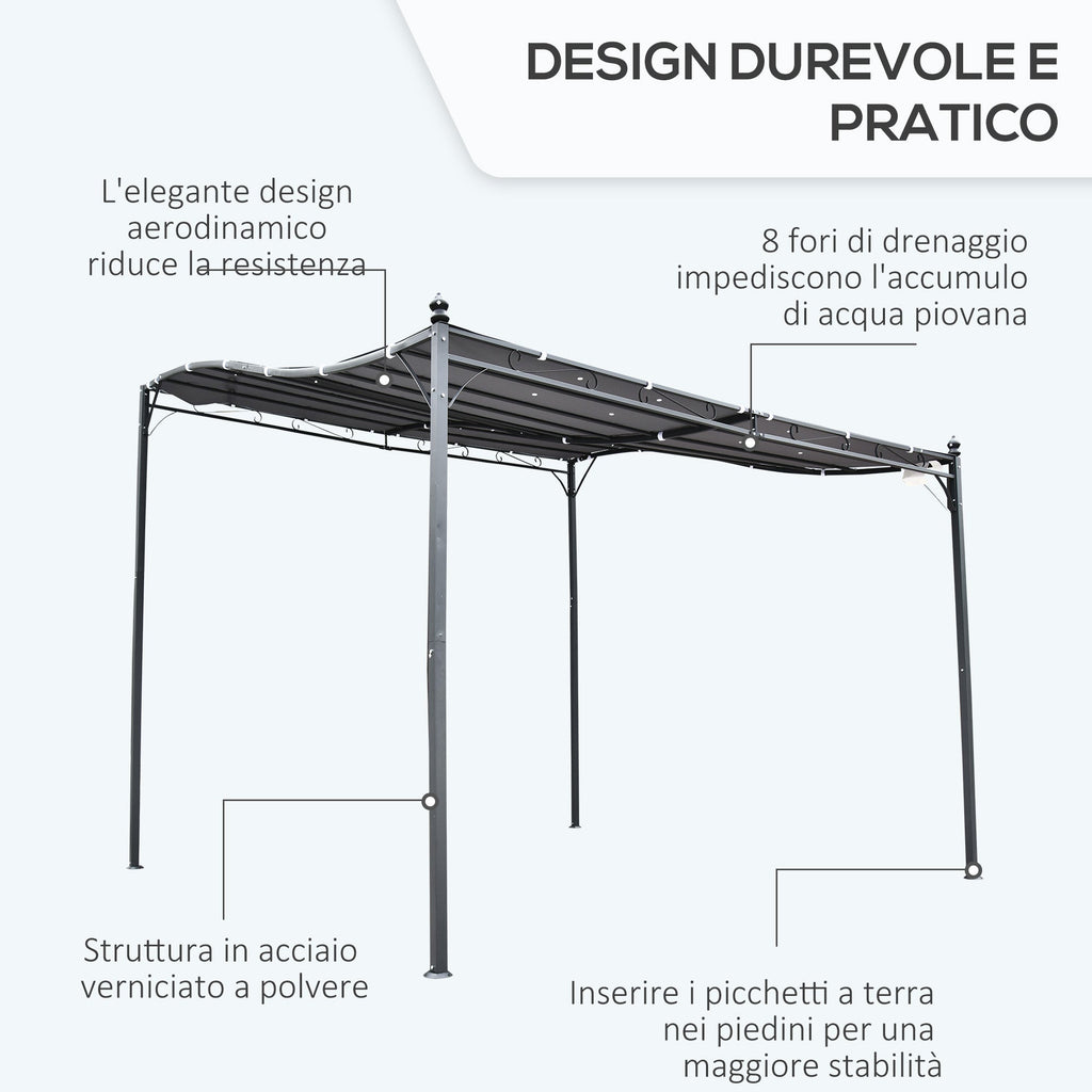 Outsunny Gazebo Pergola 3x3m Garden with Grey waterproof curtain - Borgè