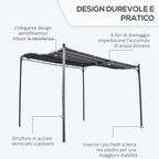 Outsunny Gazebo Pergola 3x3m Garden with Grey waterproof curtain - Borgè
