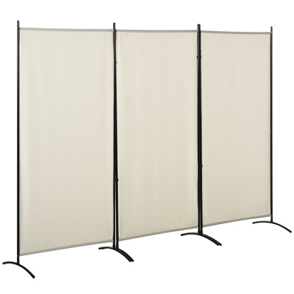 Indoor 3-Panel Folding Metal and Polyester Indoor Room Divider, 253x50x182cm, Beige - Borgè