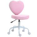 Desk chair in the heart-shaped bedroom, office chair with 5 swivel wheels and adjustable height covered in pink linen, 40x50x79-89cm - Borgè