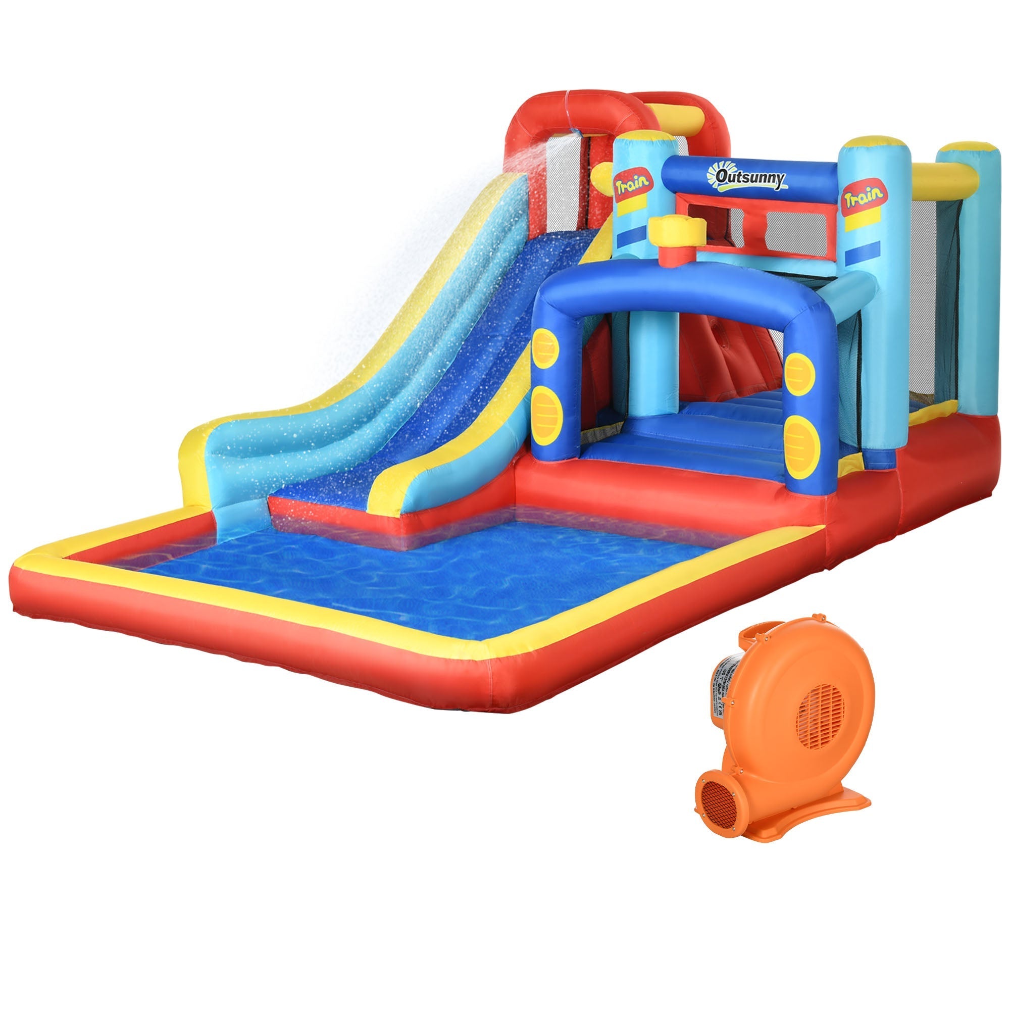 Inflatable Castle for Children 3-8 Years with Trampoline, Slide and Pool, 435x245x200cm - Borge' Group Limited