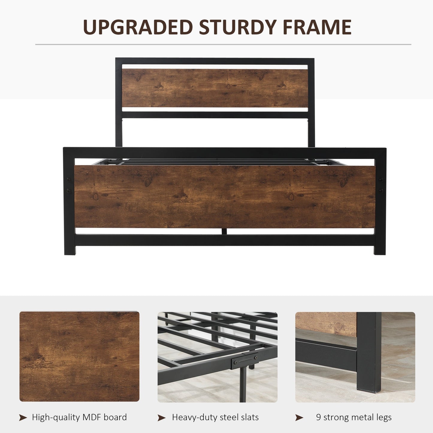 structure read a square and half in wood and steel with industrial style slats, 140x200cm