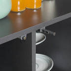 Homcom Folding table saving for 4 people max with 4 wheels, hidden shelf and locker with doors, 70x83x75 cm - Borgè