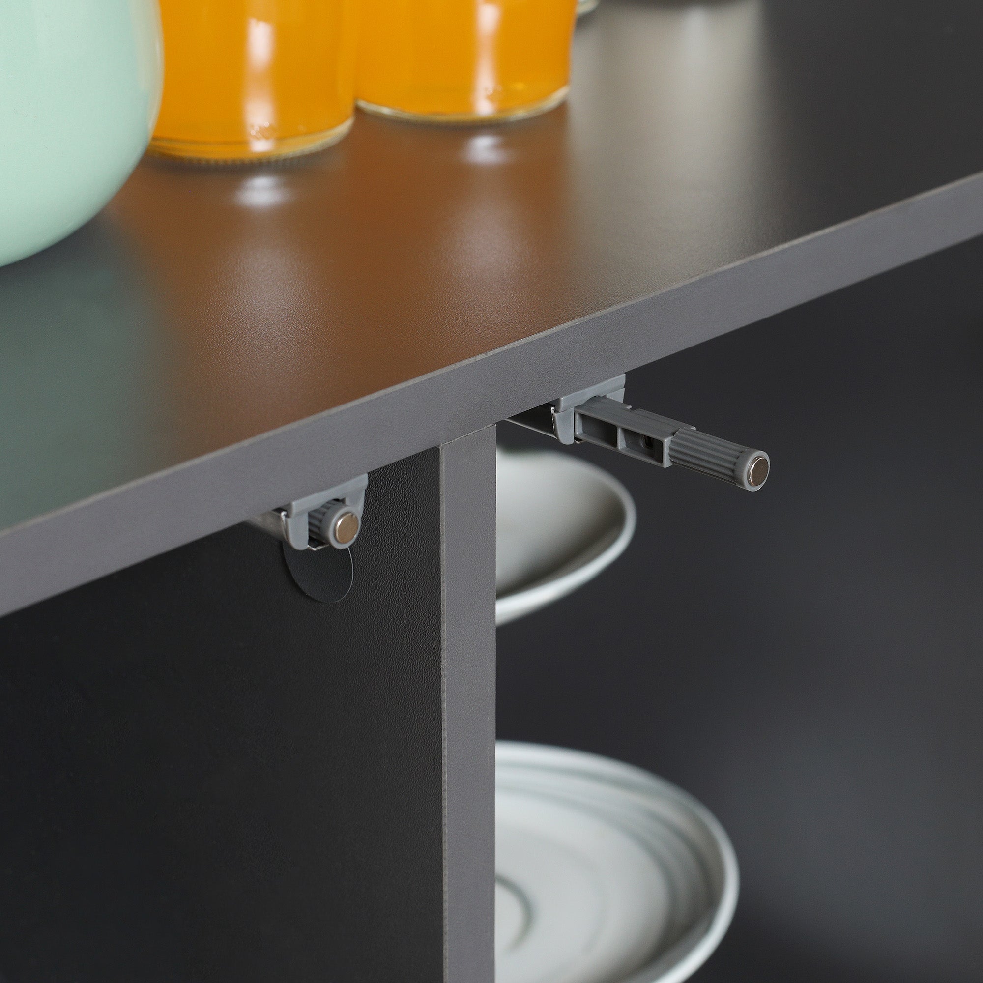 Homcom Folding table saving for 4 people max with 4 wheels, hidden shelf and locker with doors, 70x83x75 cm - Borgè