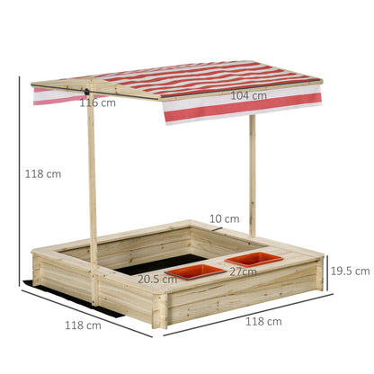 Outsunny courtyard sandblast with roof adjustable for children 3-8 years, 118x118x118cm - wood - Borgè