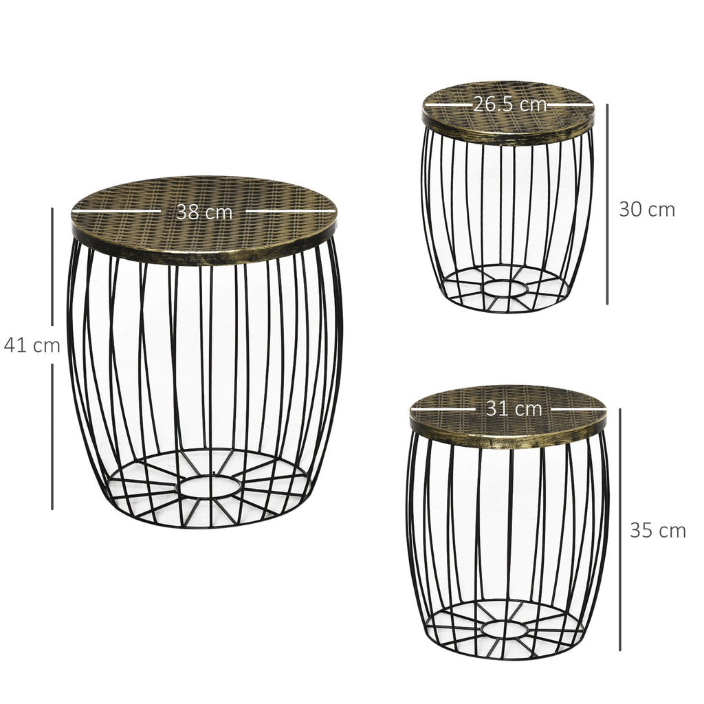 DONA | Industrial Style Outdoor Garden Set, 3pcs Balcony Tables - Borgè