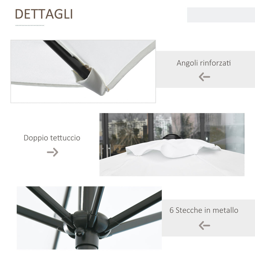 2.3x2.2m Tilting Garden Umbrella with Crank, Metal Pole and 6 Ribs, Cream - Borge' Group Limited