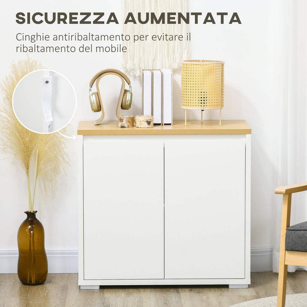 Homcom Multiuse mobile with 2 levels in chipboard and adjustable shelf, 80x37x75cm - Borgè