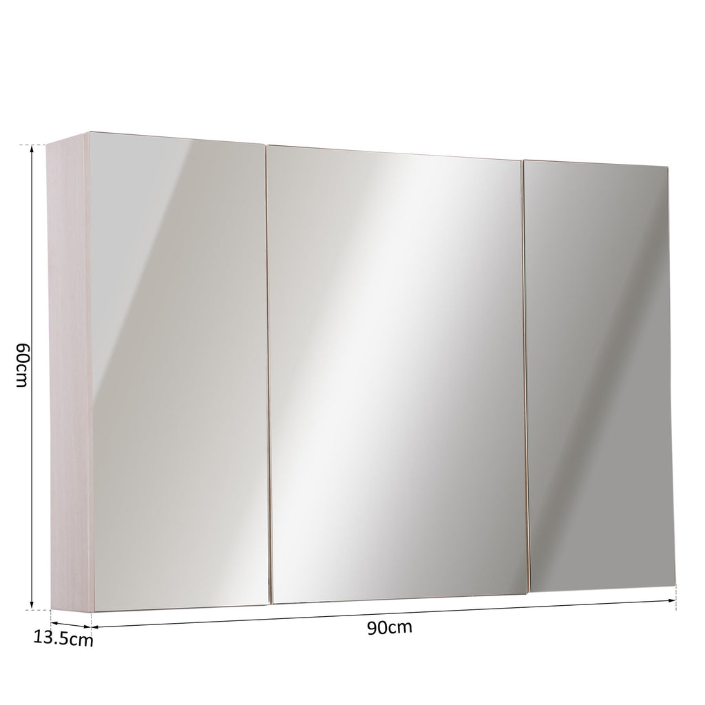 Kleankin 3 doors wall unit with octal with oak mirror 90x60x13.5 cm - Borgè