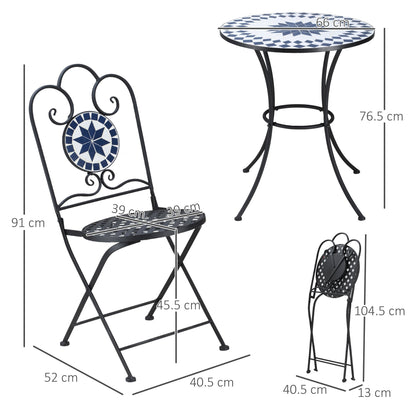 MOSAIC | 3 Pcs Garden Table and Chairs Set - Borgè