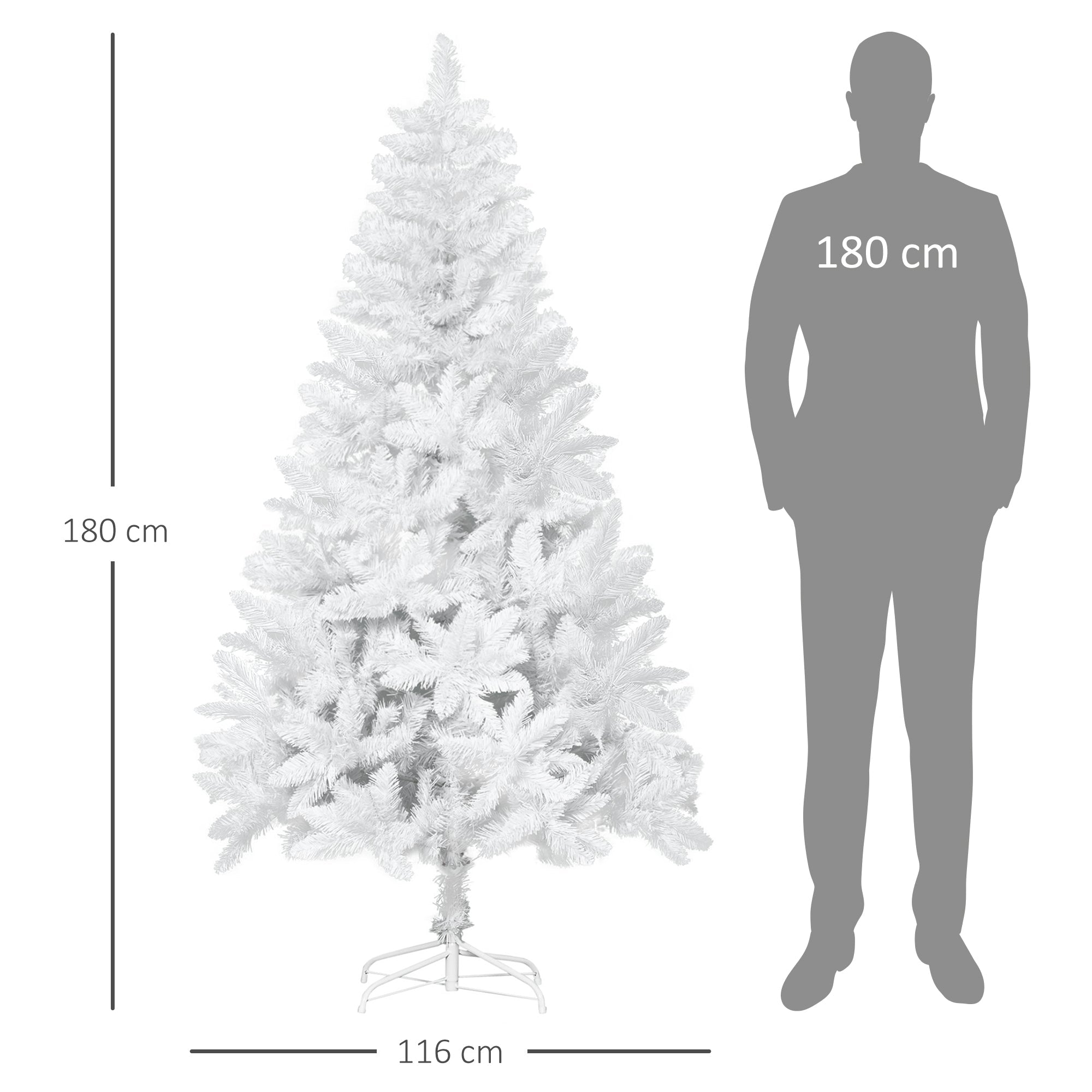 White Christmas tree with 550 pvc branches for internal use, Ã˜116 x 180cm - Borgè