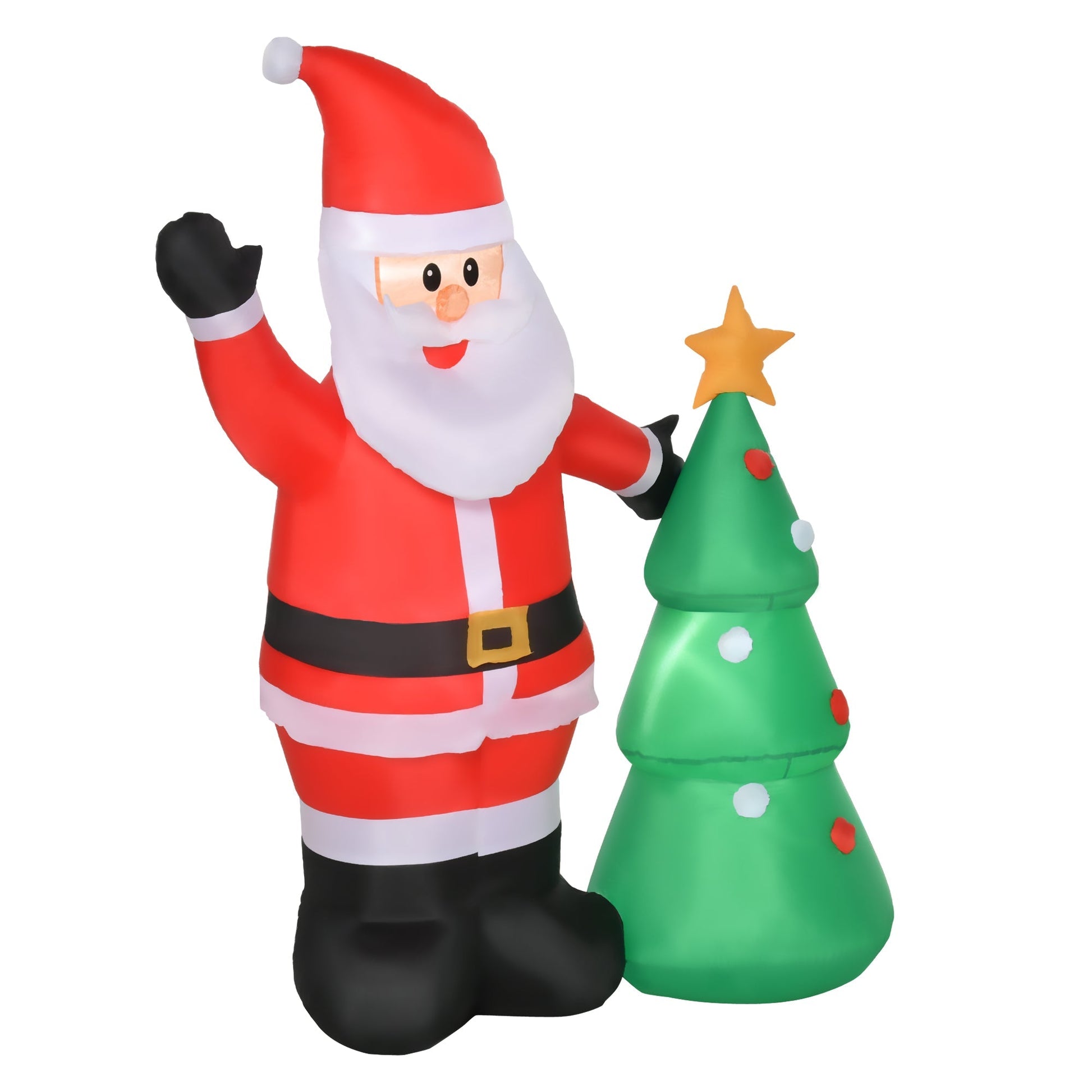 Santa Claus inflatable with 150cm tree with LED lights - red - Borgè