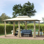 ROMA | 3x4m Garden Gazebo with Curtains and 2-Tier Roof Cream White - Borge' Group Limited