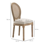 Set 2 Vintage -style living room chairs with pierced back, in wood and fabric, 49x56x96cm, white - Borgè