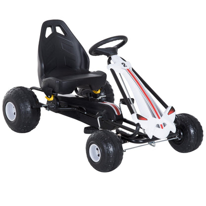 Go Kart with Pedals for Children 3-6 Years with Adjustable Seat, Plastic and Iron, 101.5x65.5x59.5 cm, Black and White - Borgè