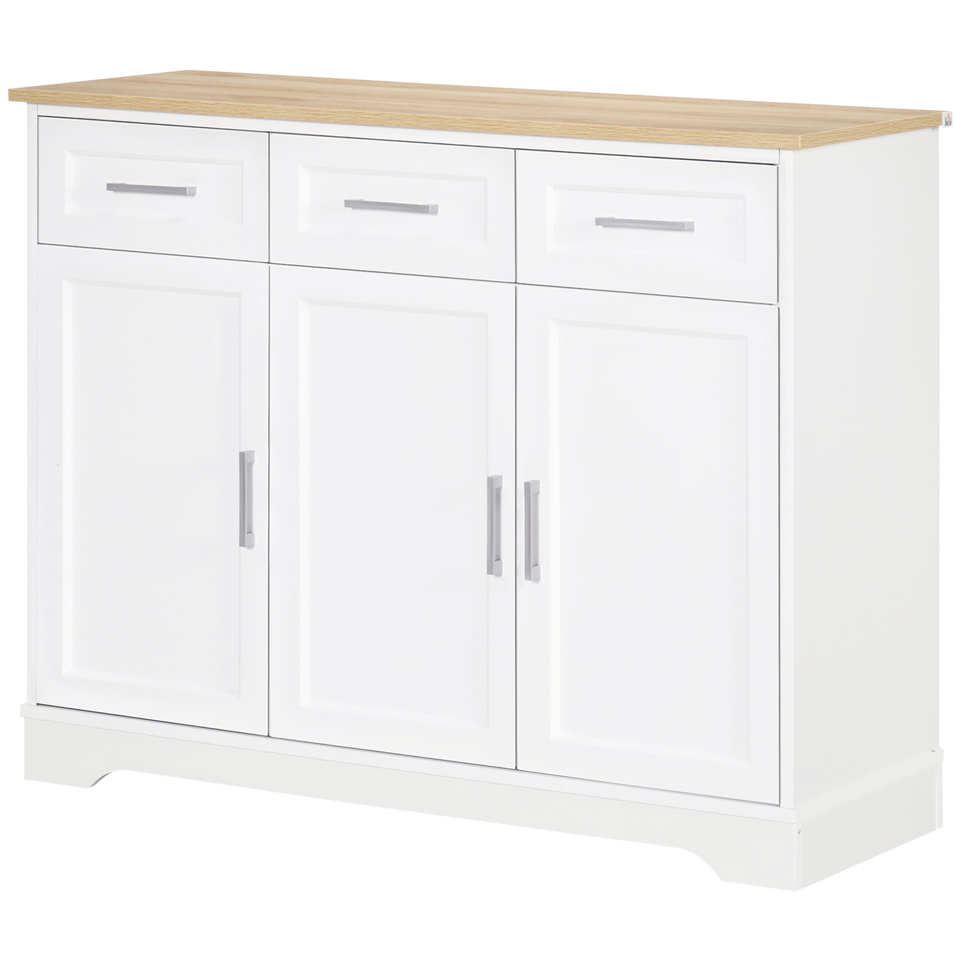 Homcom Modern Credenza with 3 drawers and 3 MDF doors and chipboard with adjustable shelf, 101x39x82 cm, white - Borgè