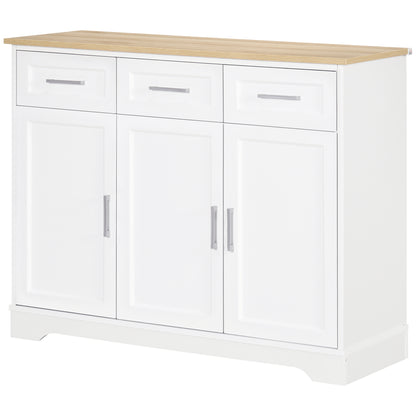 Homcom Modern Credenza with 3 drawers and 3 MDF doors and chipboard with adjustable shelf, 101x39x82 cm, white - Borgè