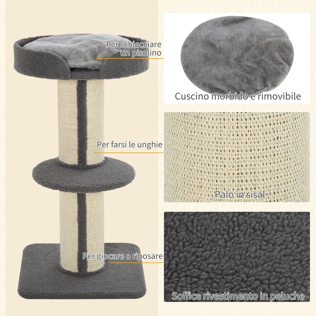 Cat Tree for cats with Scratch Pole and rope sisal - Grey - Borge' Group Limited
