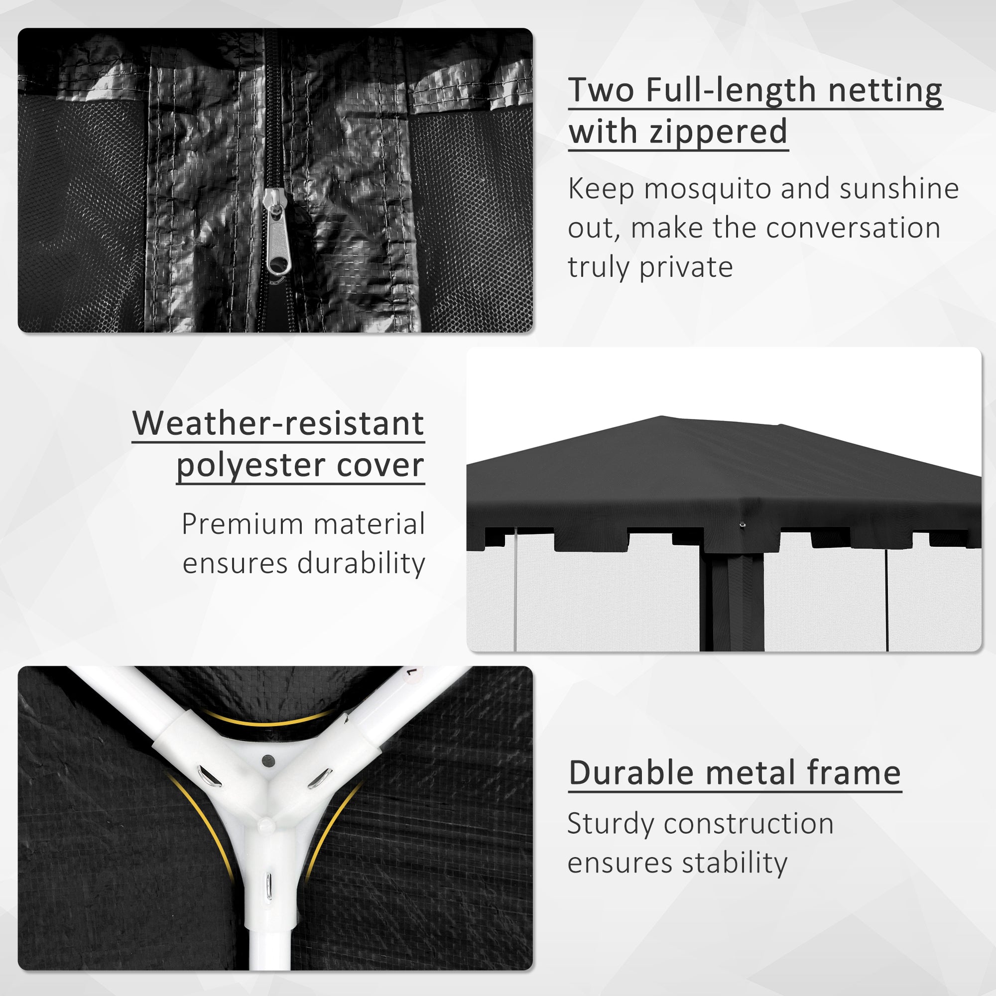 Outsunny Gazebo 4x3 m folding with mosquito net and 2 inputs, in metal and pe, dark gray - Borgè