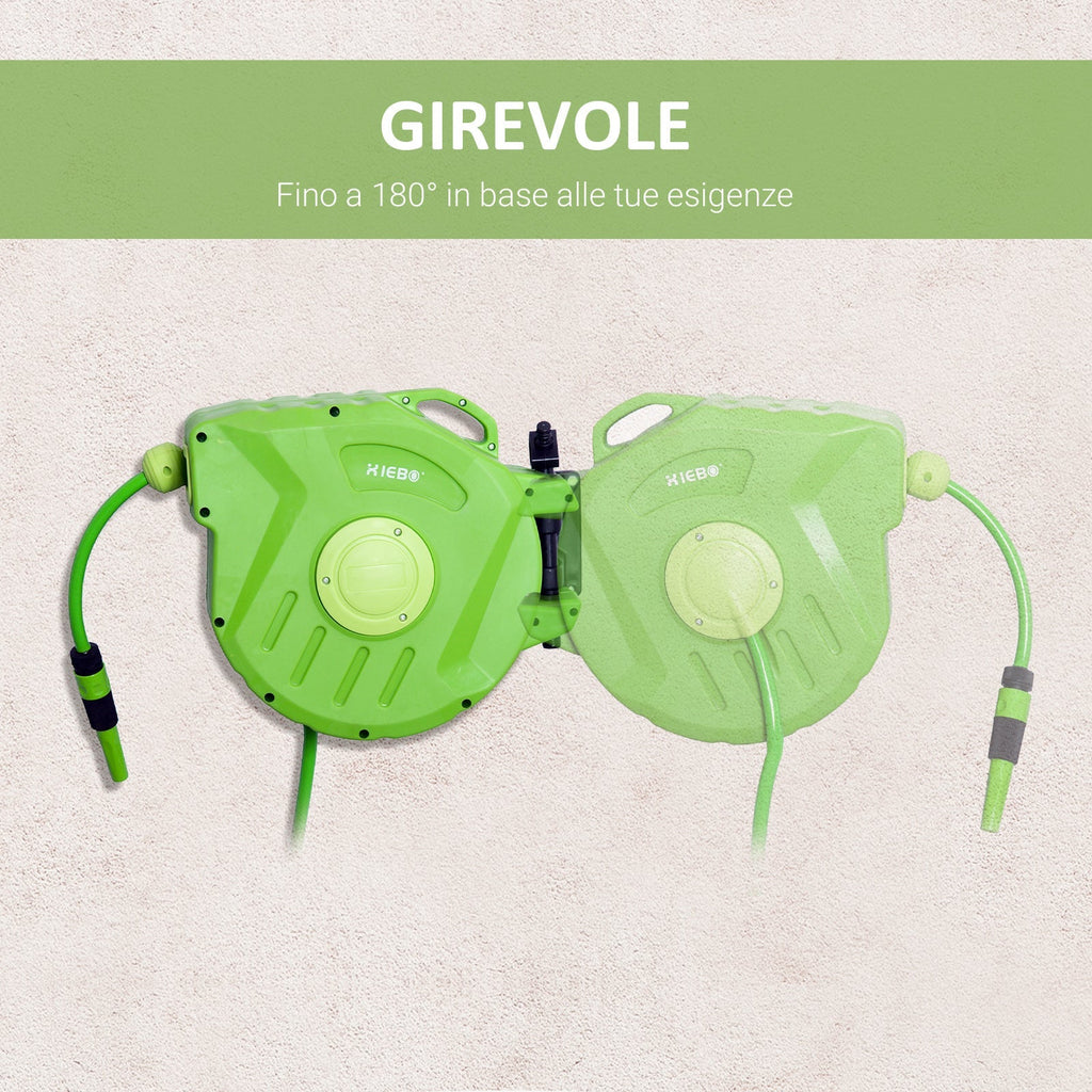 Portable Wall Mounted Hose Reel with Automatic Rewind 15m - Borge' Group Limited