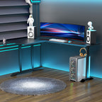 Corner Desk in Black for Gaming and Office with gamepad support and mat - Borgè