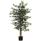Artificial Fico plant from 130 cm to 702 leaves and 3 trunks with Ø15x12.5 cm pot, for interiors and outdoors - Borgè